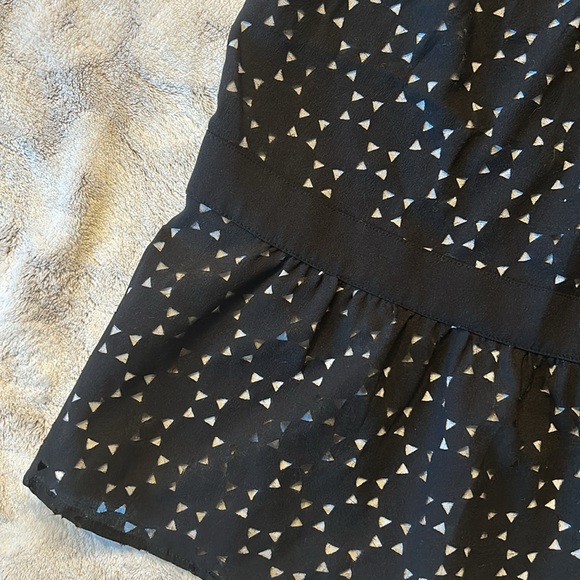 Ann Taylor Black Cap Sleeve Blouse with Pleated Embellishments - Picture 3 of 7